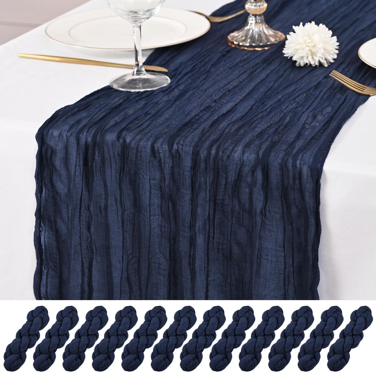 12 Pack Brown Table Runner 10Ft Cheesecloth Table Runner Rustic Gauze Table Runners Romantic Long Sheer Fabric Cheese Cloth Table Runners for Wedding Party Bridal Baby Shower