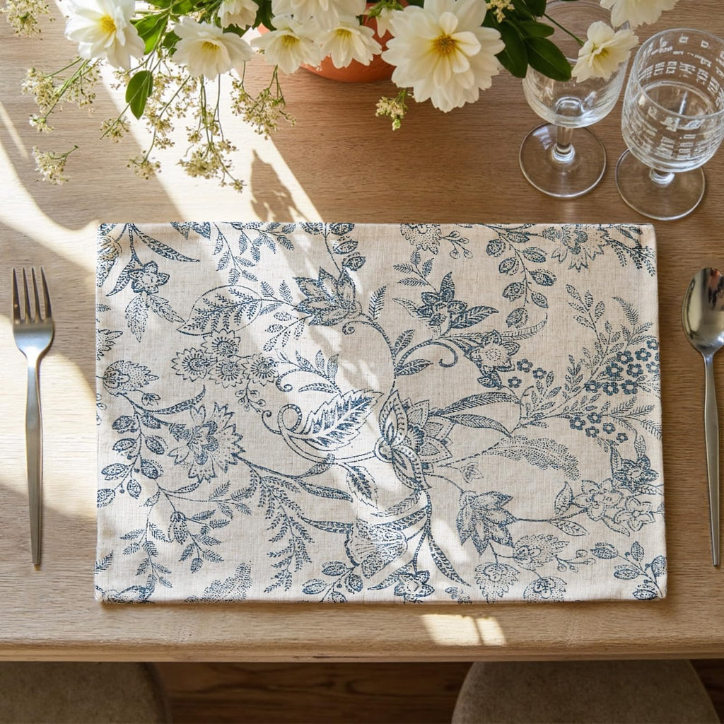 JINCHAN Linen Textured Placemats Set of 4 Farmhouse 13x19 Heathered Green