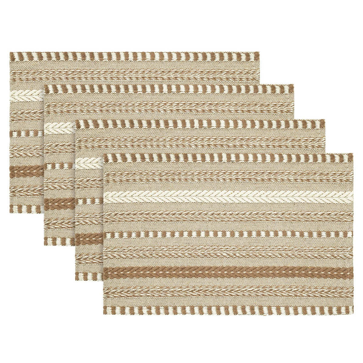 Artoid Mode Pink Woven Braided Stripe Placemats Set of 4-12x18 Inch