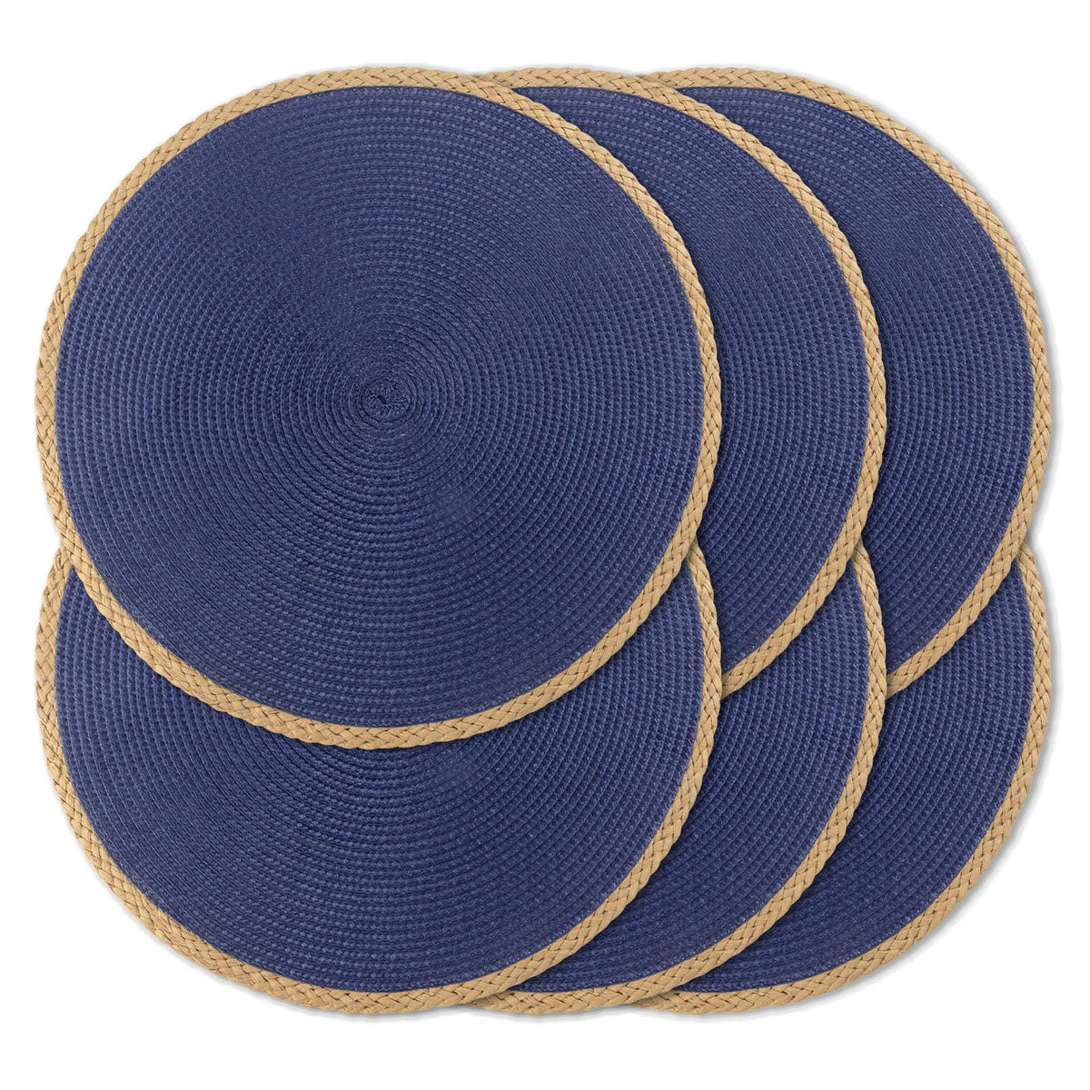Round Placemats Set of 4, Woven Table Mats, Thin Edge, Green