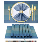 BETEAM Placemats Set of 8, Woven Vinyl Place Mats for Dining Table, Gray