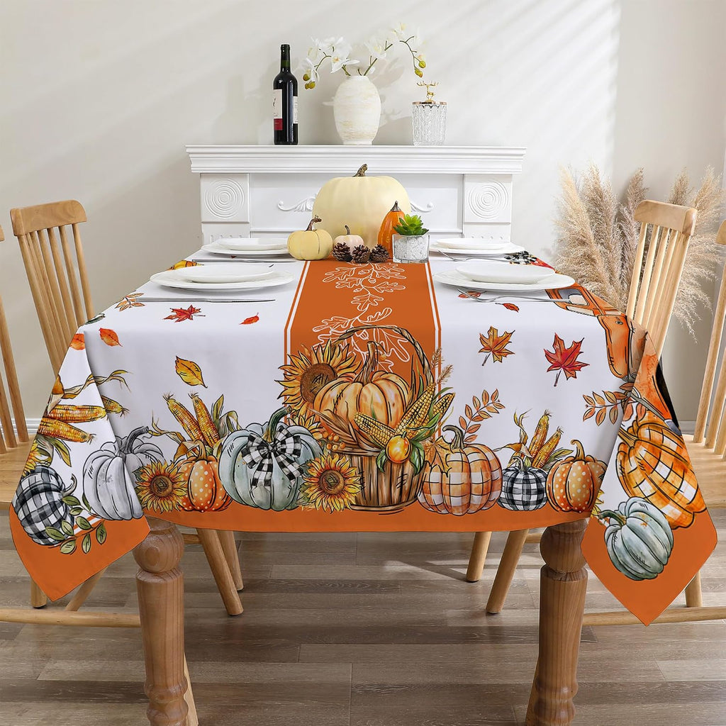 Fall Tablecloth 60x84 Inch Rectangle - Fall Decor Fade Resistant