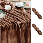 Wokceer Cheesecloth Table Runner Beige 10FT Boho Gauze Runner, 2 Pack