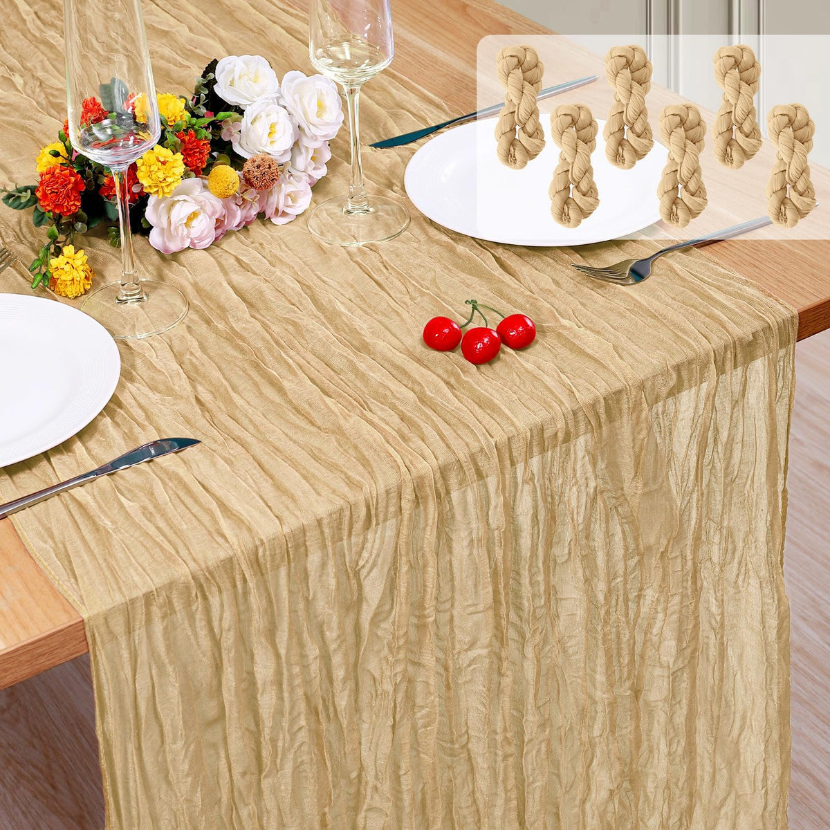 12 Pack Cheesecloth Table Runner, Runner Gauze Boho Wedding Decor Romantic Table Runner for Wedding Birthday Party(35" x 118") (Terracotta)