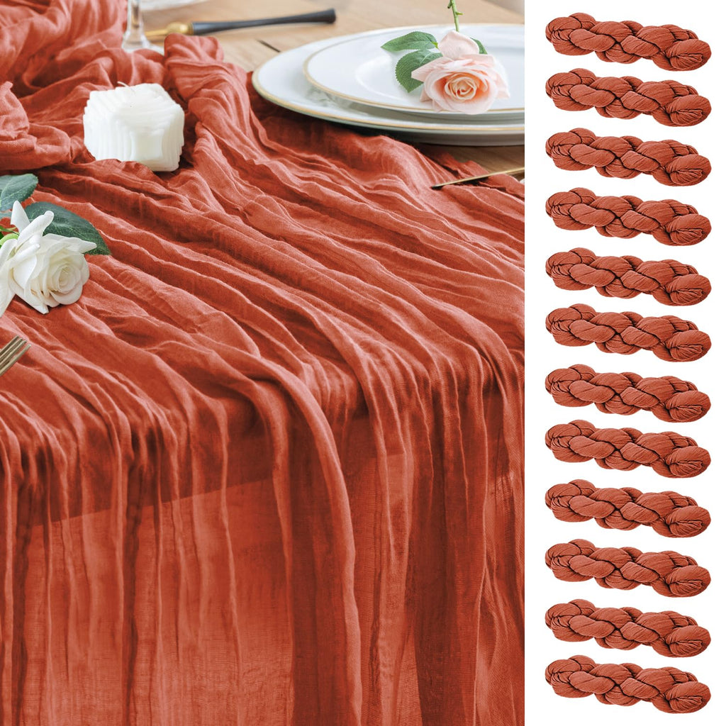 Wokceer Cheesecloth Table Runner Beige 10FT Boho Gauze Runner, 2 Pack