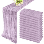 12 Pack 10Ft Cheesecloth Table Runner 35x120 Inch Boho Gauze Rustic Cheese Cloth Long Romantic Table Runner for Wedding Bridal Shower Birthday Party Table Decor (Beige)