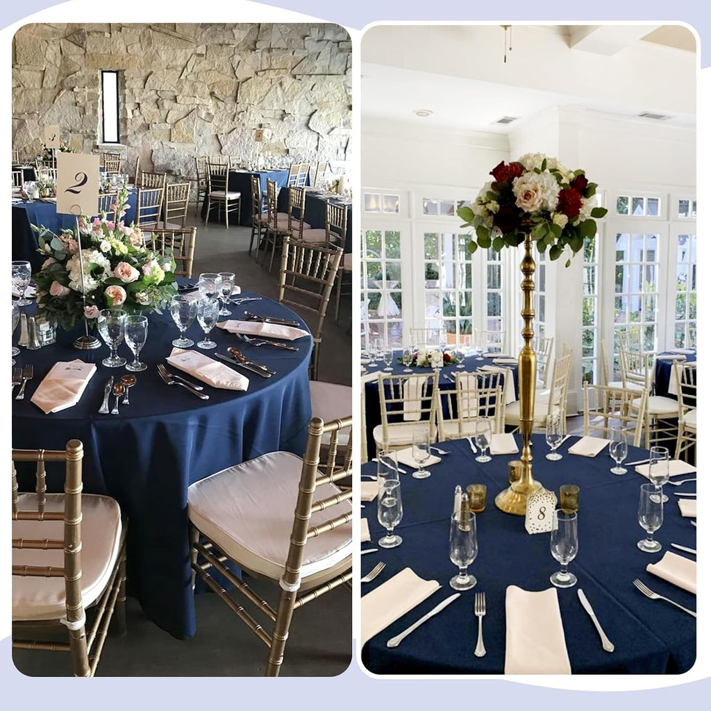 10 Pack Navy Blue Round Tablecloths 90 Inch, Polyester Round Table Cloth Circle Bulk Linen Washable Table Cloth Stain and Wrinkle Resistant Circle Table Cover for Wedding Party Dining Banquet