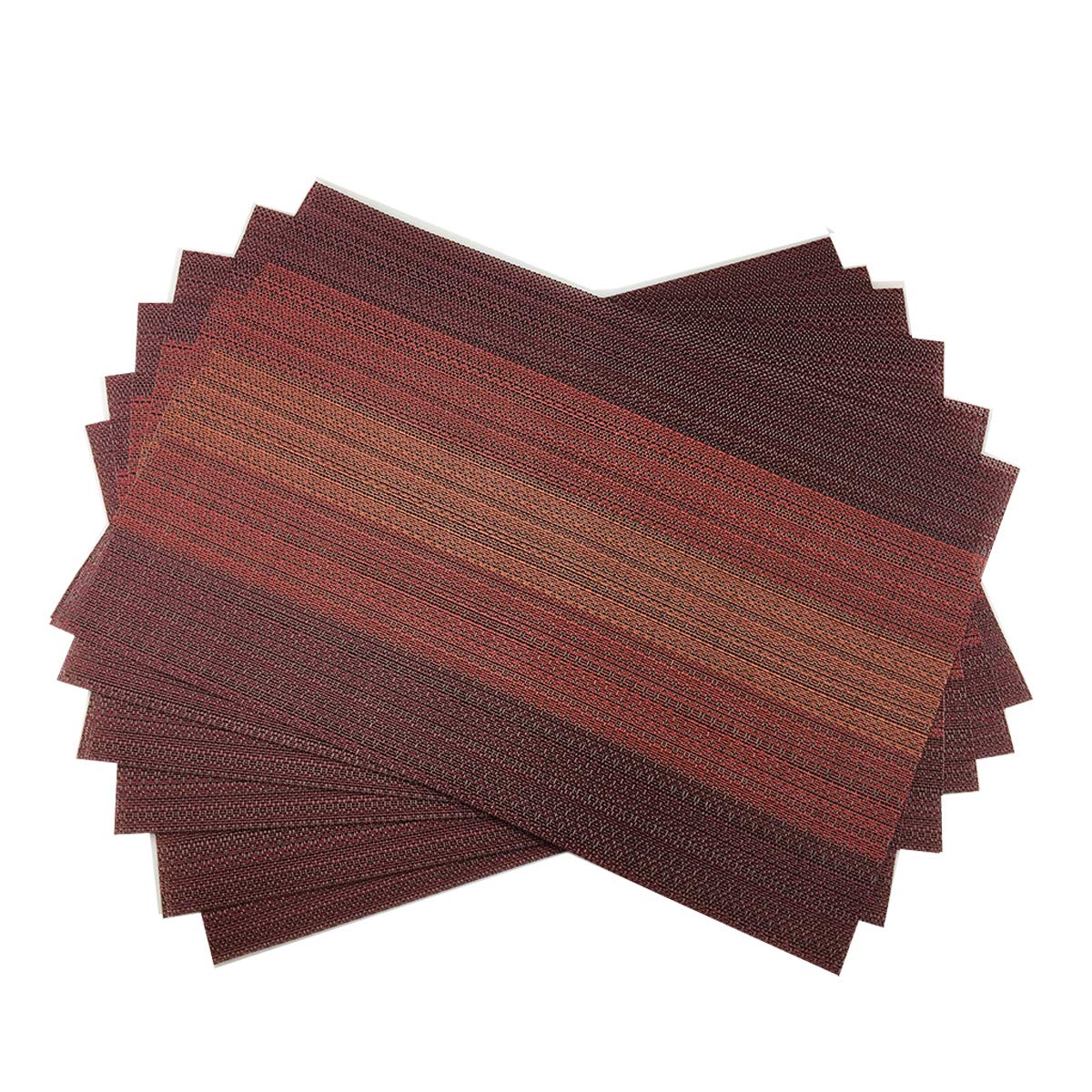 Set of 6 Placemats for Dinning Table, Luxury PVC Woven Vinyl Table Mats,Washable and Heat Insulation Kitchen Place Mats (6 pcs, Red)