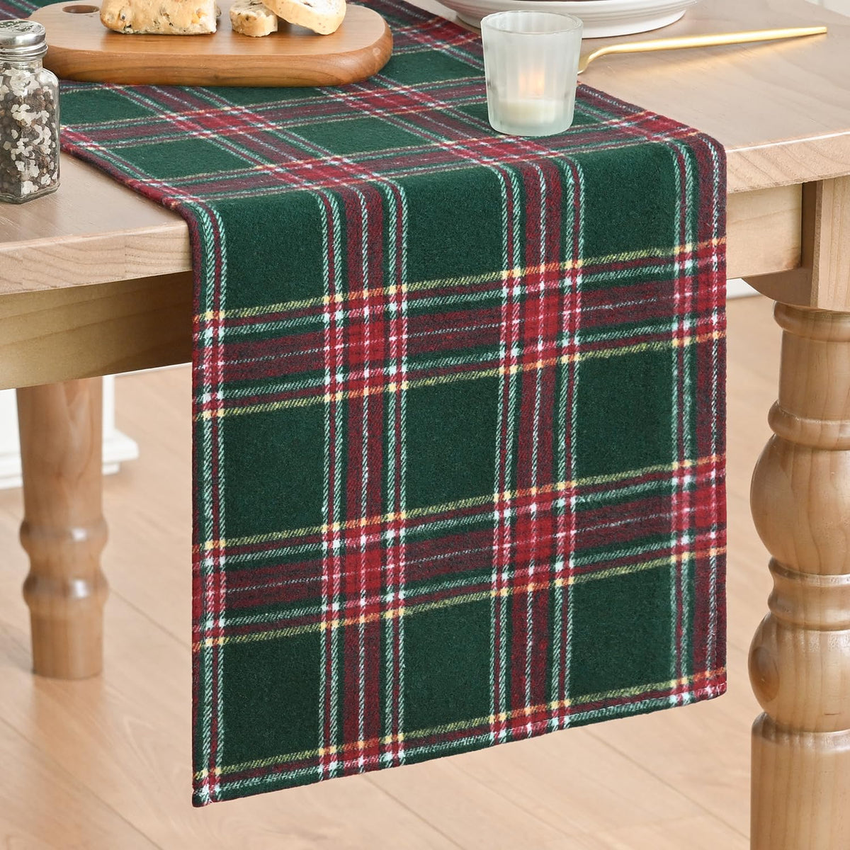 Artoid Mode Rust Farmhouse Plaid Fall Table Runner 13x72 Inch