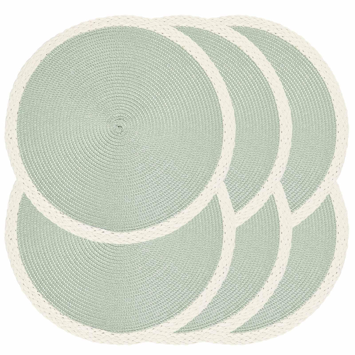 Round Placemats Set of 4, Woven Table Mats, Thin Edge, Green