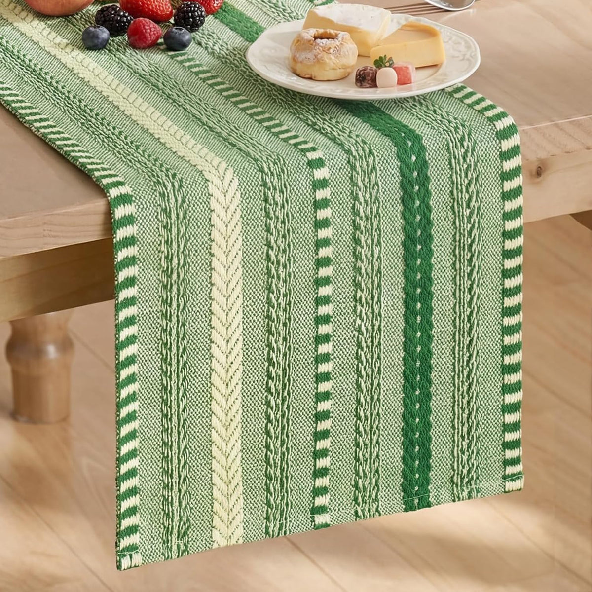 Artoid Mode Black Farmhouse Stripe Braided Table Runner 12x72 Inch