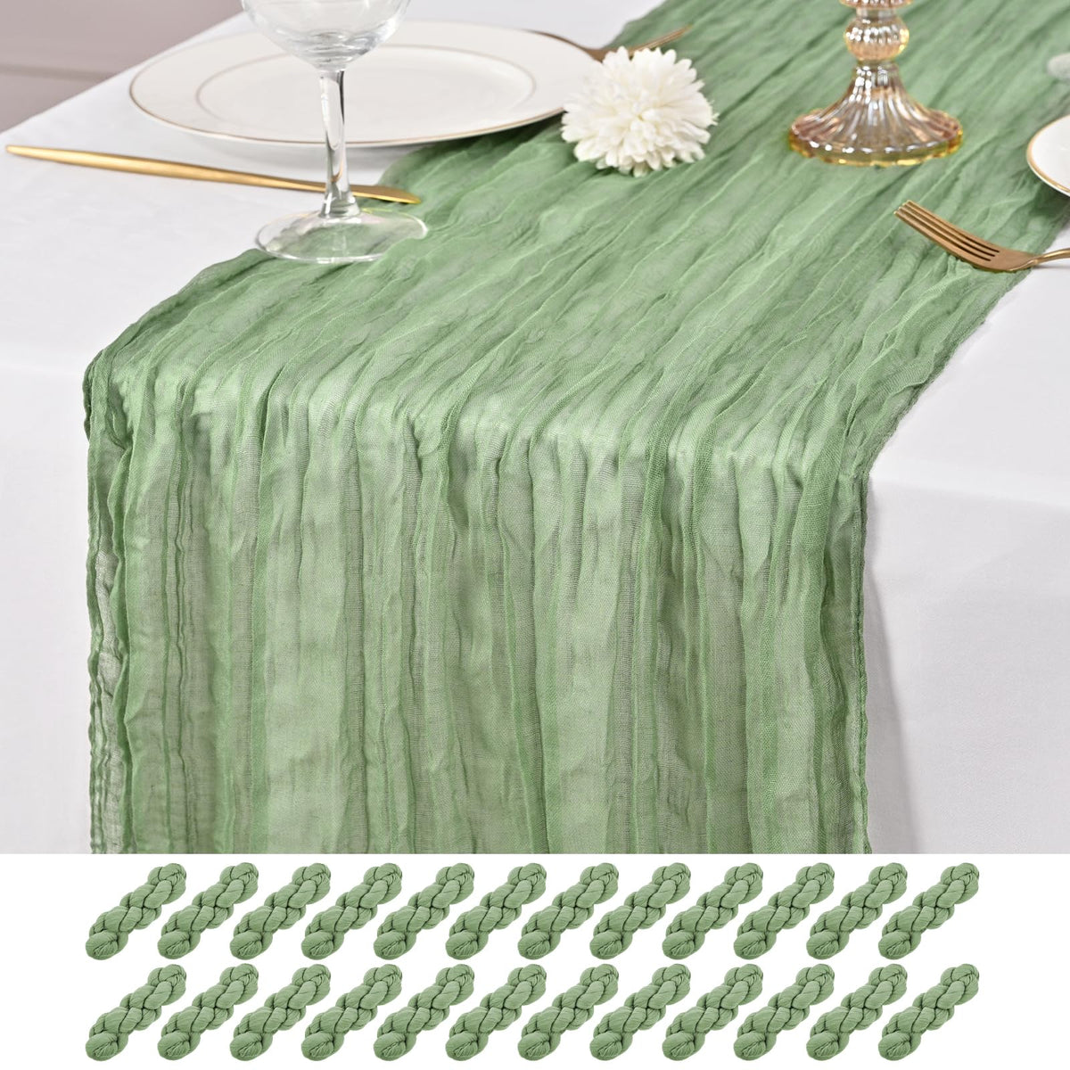 12 Pack Brown Table Runner 10Ft Cheesecloth Table Runner Rustic Gauze Table Runners Romantic Long Sheer Fabric Cheese Cloth Table Runners for Wedding Party Bridal Baby Shower