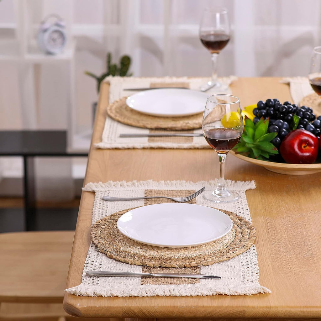 Placemats Set of 4 with 4 PCs Round Placemats and 4 PCs Table Mats