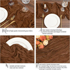 12 Pack Brown Table Runner 10Ft Cheesecloth Table Runner Rustic Gauze Table Runners Romantic Long Sheer Fabric Cheese Cloth Table Runners for Wedding Party Bridal Baby Shower