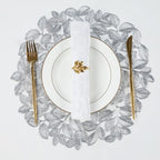 Gold Leaf Placemats Set of 8 Metallic Round Table Placemats