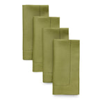 Solino Home 100% Pure Linen Placemats Green Hemstitch, 14 x 19 in, Set of 4