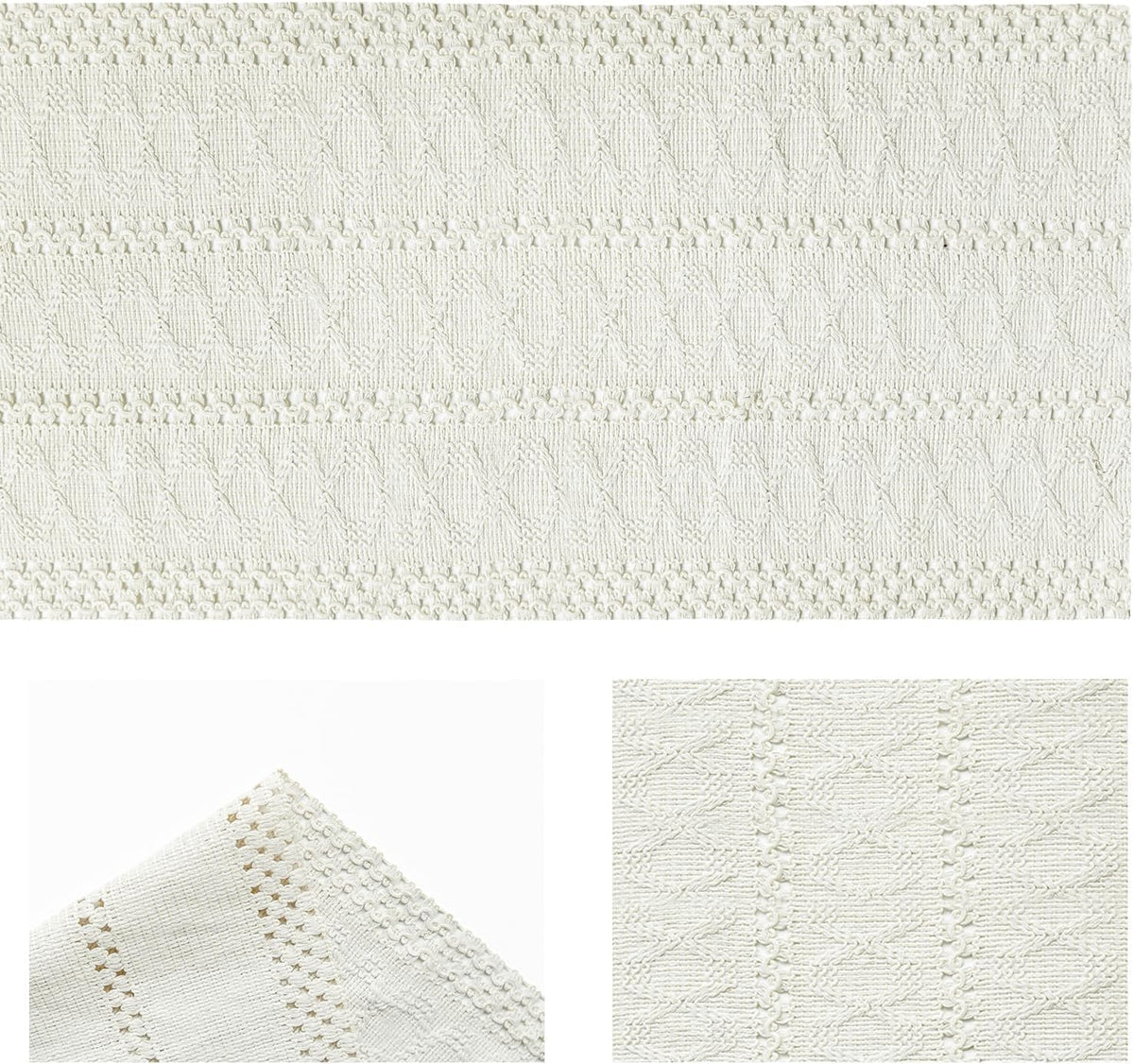 Artoid Mode Beige Woven Farmhouse Hollow Table Runner 12x72 Inch
