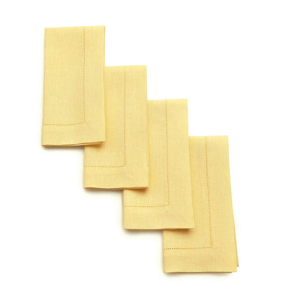 Solino Home 100% Pure Linen Placemats Green Hemstitch, 14 x 19 in, Set of 4