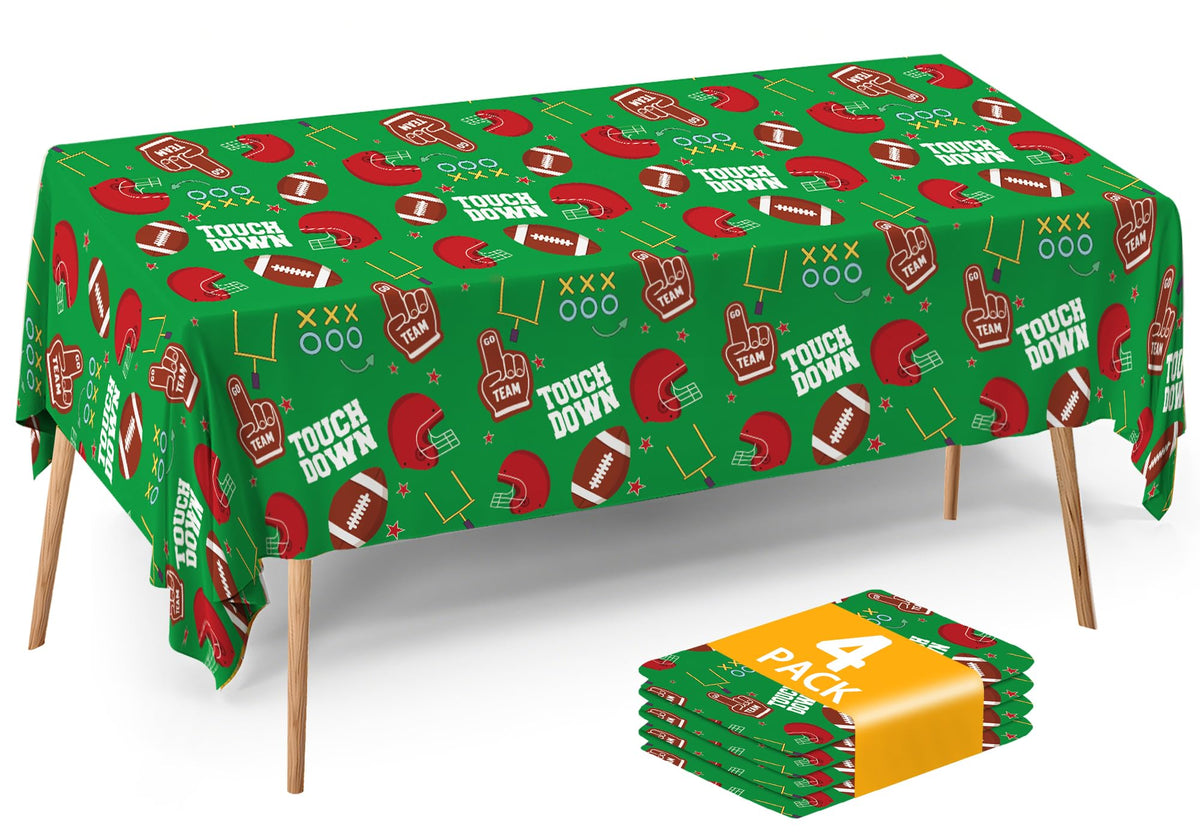 ATFUNSHOP Fall Plastic Tablecloth 4 Packs Thanksgiving Disposable Table Cloth 54x108 Rectangle Table Cover with Pumpkin & Maple Leaf for Holiday Dinner Party Decorations Outdoor Picnic & Baby Showers