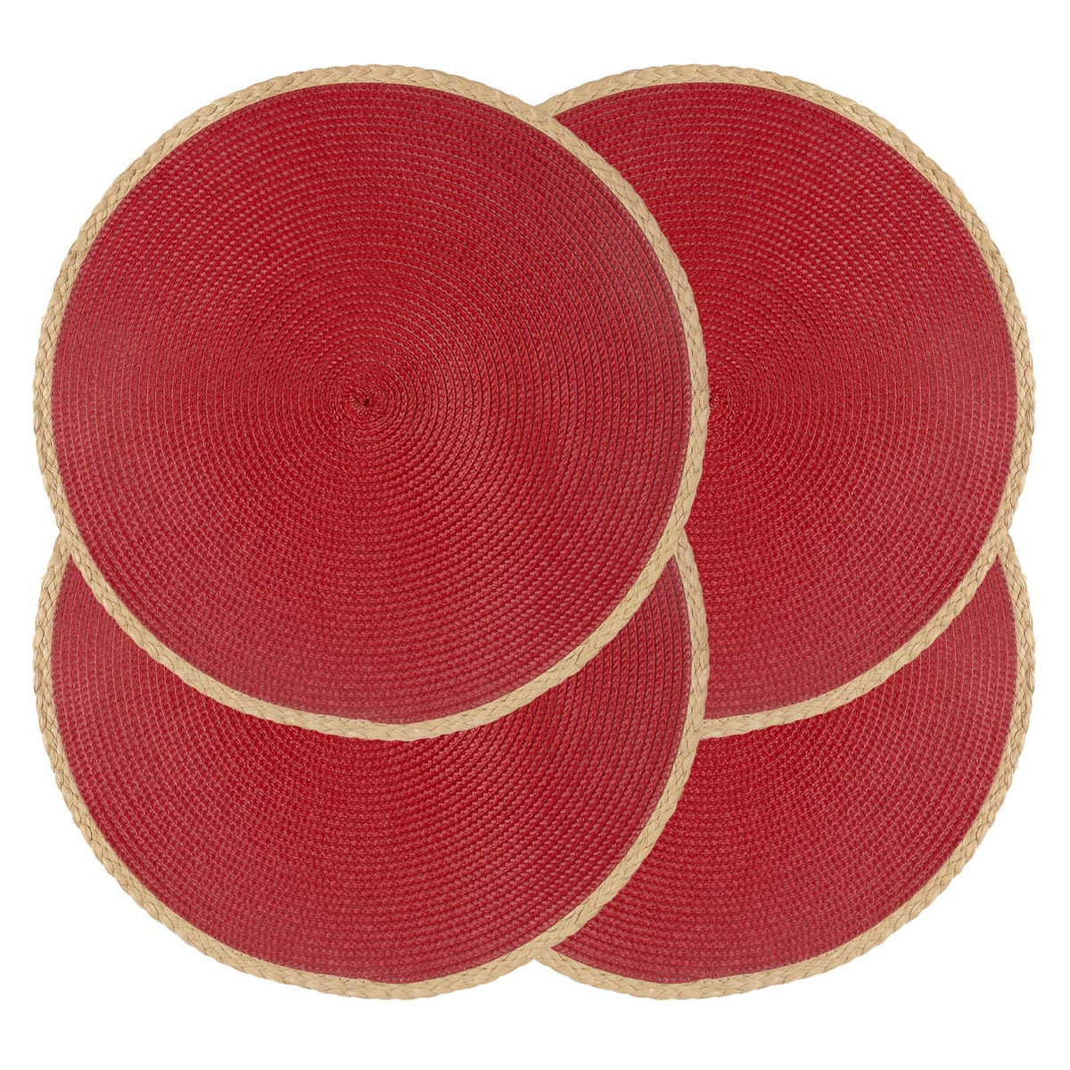 Round Placemats Set of 4, Woven Table Mats, Thin Edge, Green