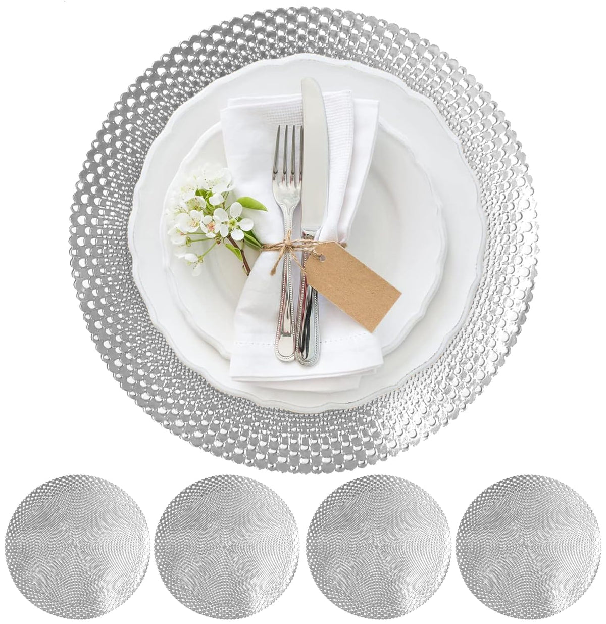 Vinyl Rectangular Placemats Set of 4 - Non Slip Place Mats Ideal for Indoor and Outdoor Dining Table - Washable and Heat Resistant Fall Placemats for Kitchen Tables (Coffee Tiles)