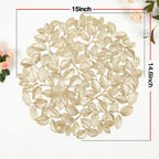 Gold Leaf Placemats Set of 8 Metallic Round Table Placemats