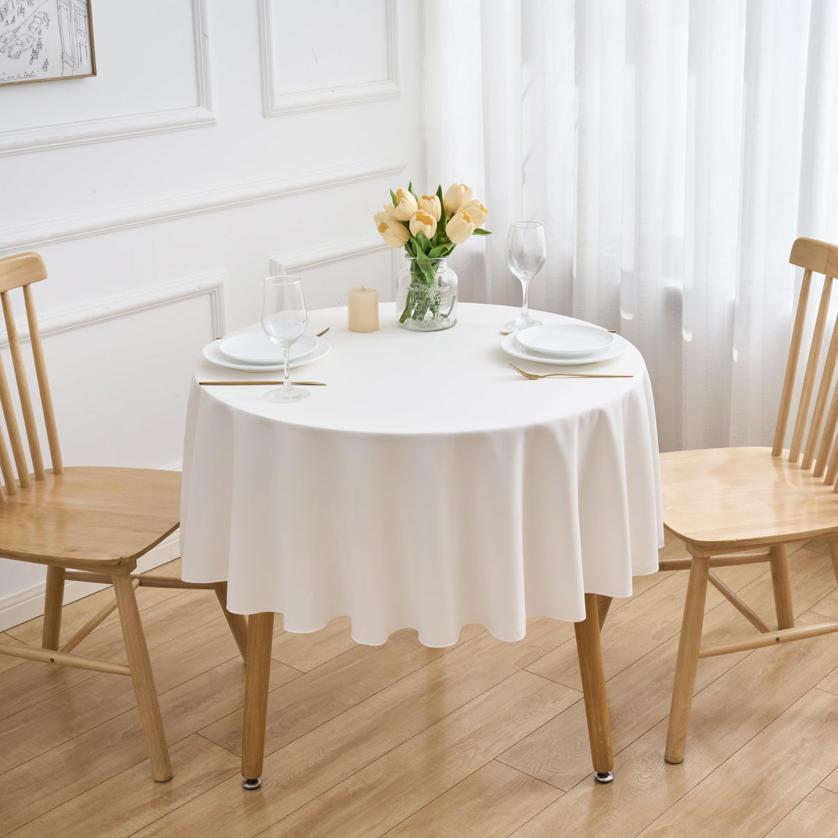 FINDYOU Ivory 6 Pack Polyester Table Cloth 60 x 102 Inch, Rectangle Tablecloths for 6 Foot Tables Washable Table Cloth for Party Wedding