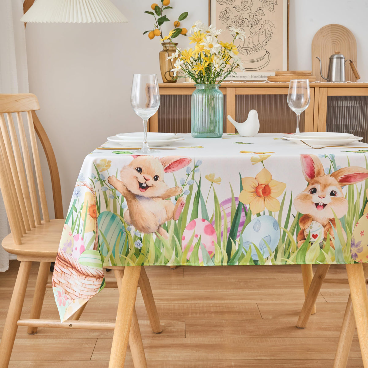 Fall Tablecloth Rectangle Fall Leaves Thanksgiving Pumpkins Table Cloth - 60 x 84 Oblong Polyester Autumn Harvest Seasonal Table Cover Washable Waterproof for Party Picnic Kitchen Dining Outdoor Décor
