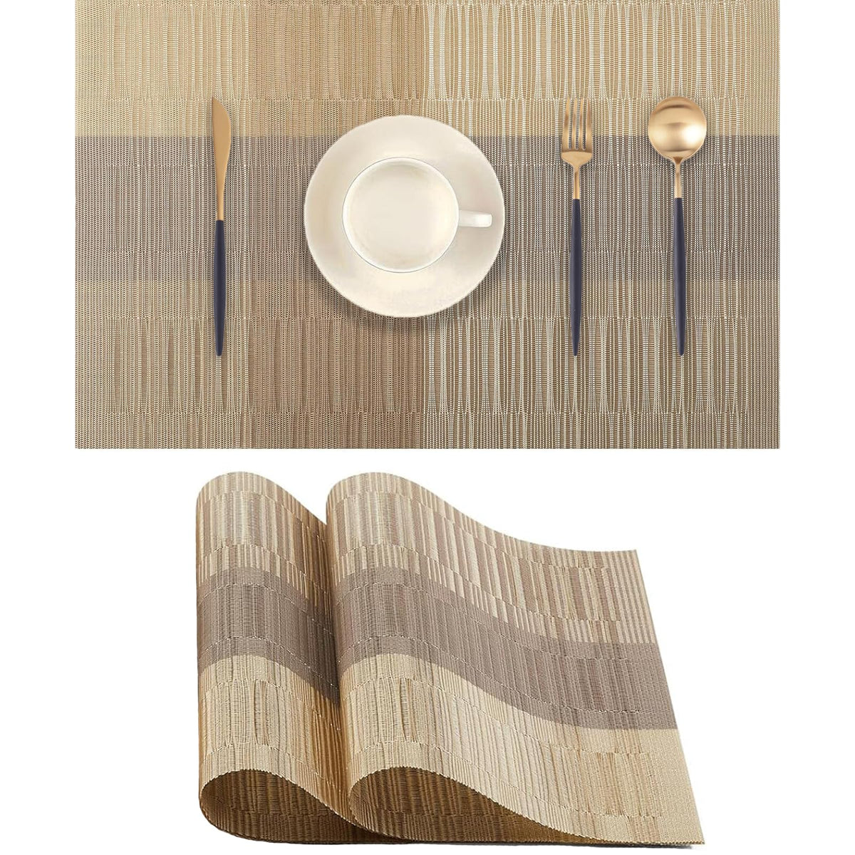 Beige Placemats Set of 2 - Heat-Resistant, Non-Slip Table Mats