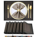 BETEAM Placemats Set of 8, Woven Vinyl Place Mats for Dining Table, Gray