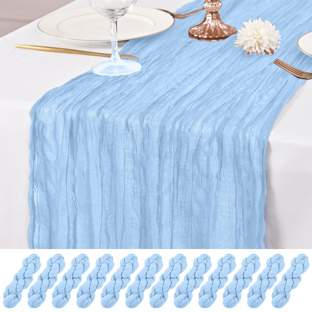 12 Pack Brown Table Runner 10Ft Cheesecloth Table Runner Rustic Gauze Table Runners Romantic Long Sheer Fabric Cheese Cloth Table Runners for Wedding Party Bridal Baby Shower