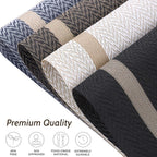 Brown Placemats Set of 4, Rustic Washable PVC Vinyl Woven for Dining Table, Stain Resistant Flat Pack No Curled Edges, Heat Resistant Non Slip, 17 x 12 Inch