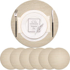 PIGCHCY Place Mats Heat-Resistant Non Slip Placemats Washable Easy to Clean Woven Vinyl Placemats for Dining Table (Set of 4, Brown)