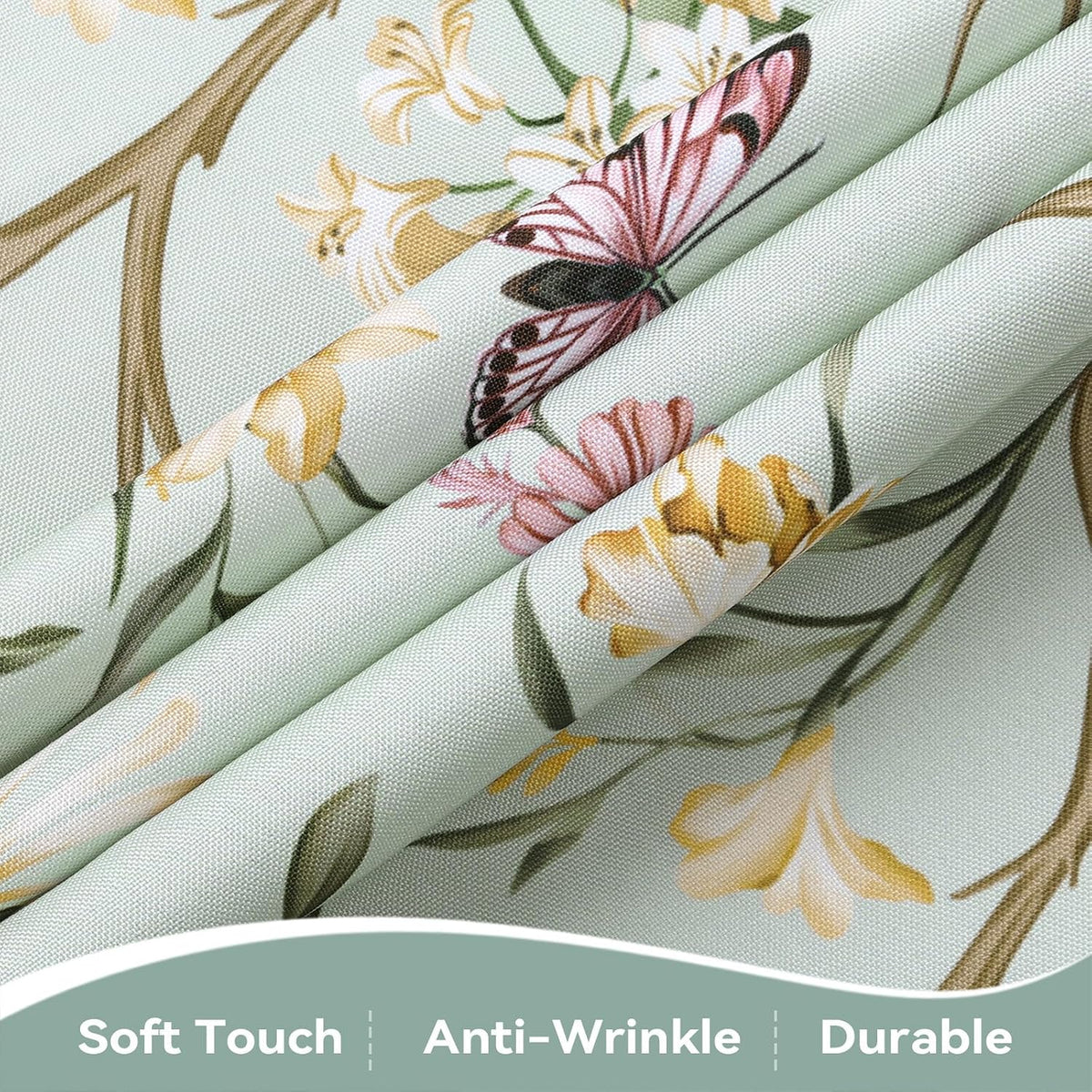 Spring Flower Leaves Washable Rectangle Table Cloth 60x84inch