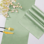 Horbaunal 12 Pack Sage Green Satin Table Runner 12 x 108 Inch
