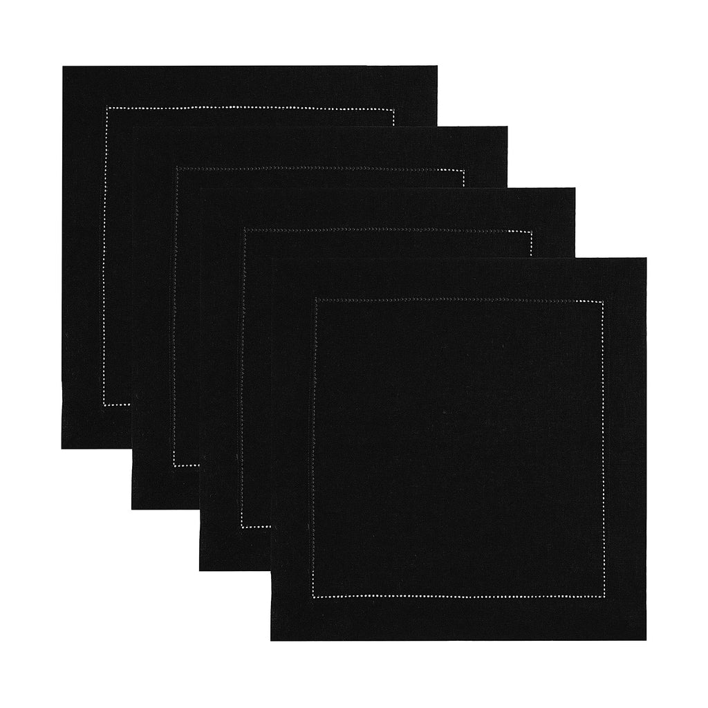 Solino Home 100% Pure Linen Placemats Green Hemstitch, 14 x 19 in, Set of 4