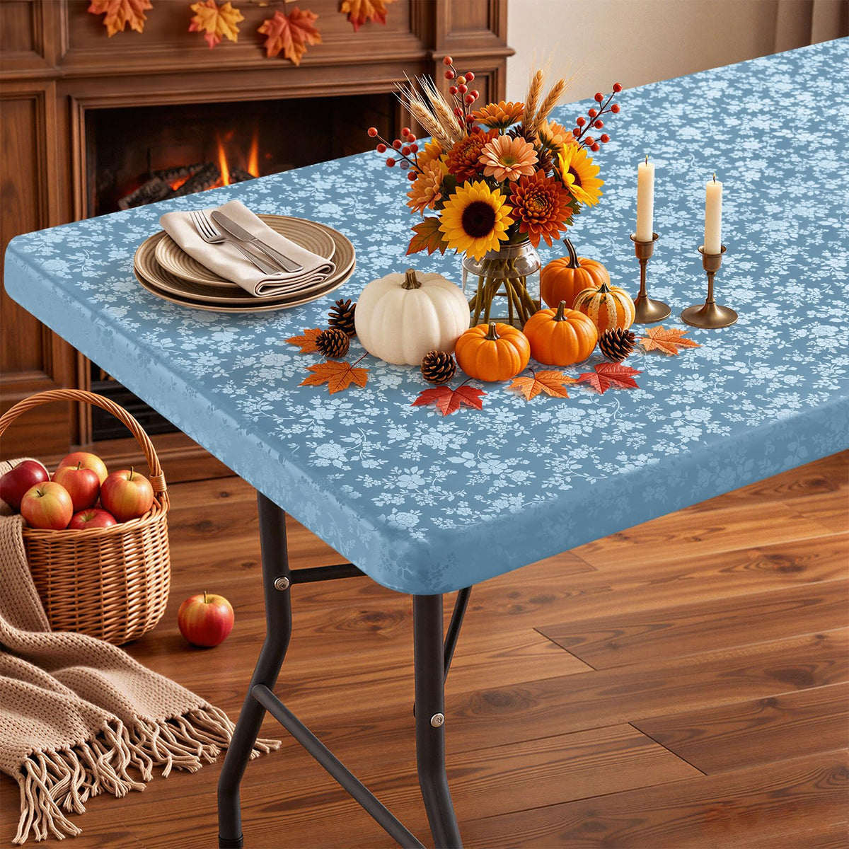 Smiry Heavy Duty Vinyl Fitted Tablecloths for 6 Foot Rectangle Tables