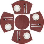 SHACOS Small Round Table Placemats Set of 5 Woven Vinyl Wedge Placemats with Centerpiece Round Table Mats Heat Resistant Wipe Clean (5, Black Gray)