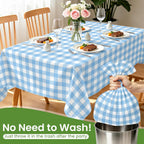 6 Pack Disposable Blue Gingham Plastic Tablecloth, 54 x 108 Inch