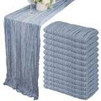 12 Pack 10Ft Cheesecloth Table Runner 35x120 Inch Boho Gauze Rustic Cheese Cloth Long Romantic Table Runner for Wedding Bridal Shower Birthday Party Table Decor (Beige)