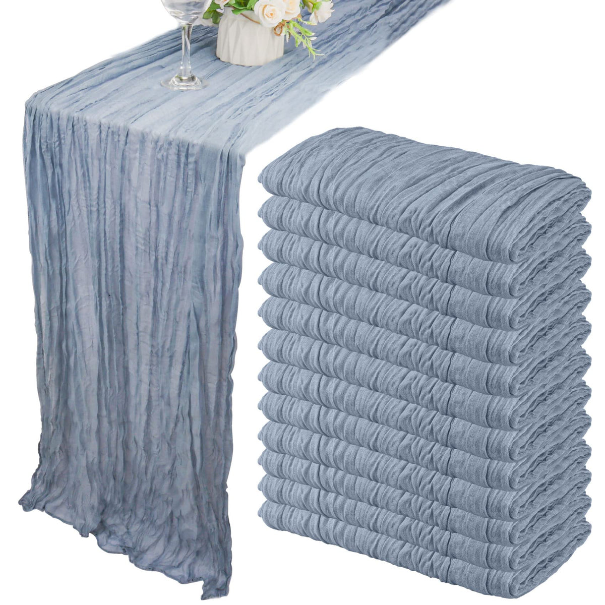 35x120 Inch Grass Green Cheesecloth Table Runner Boho Wedding Party Decor