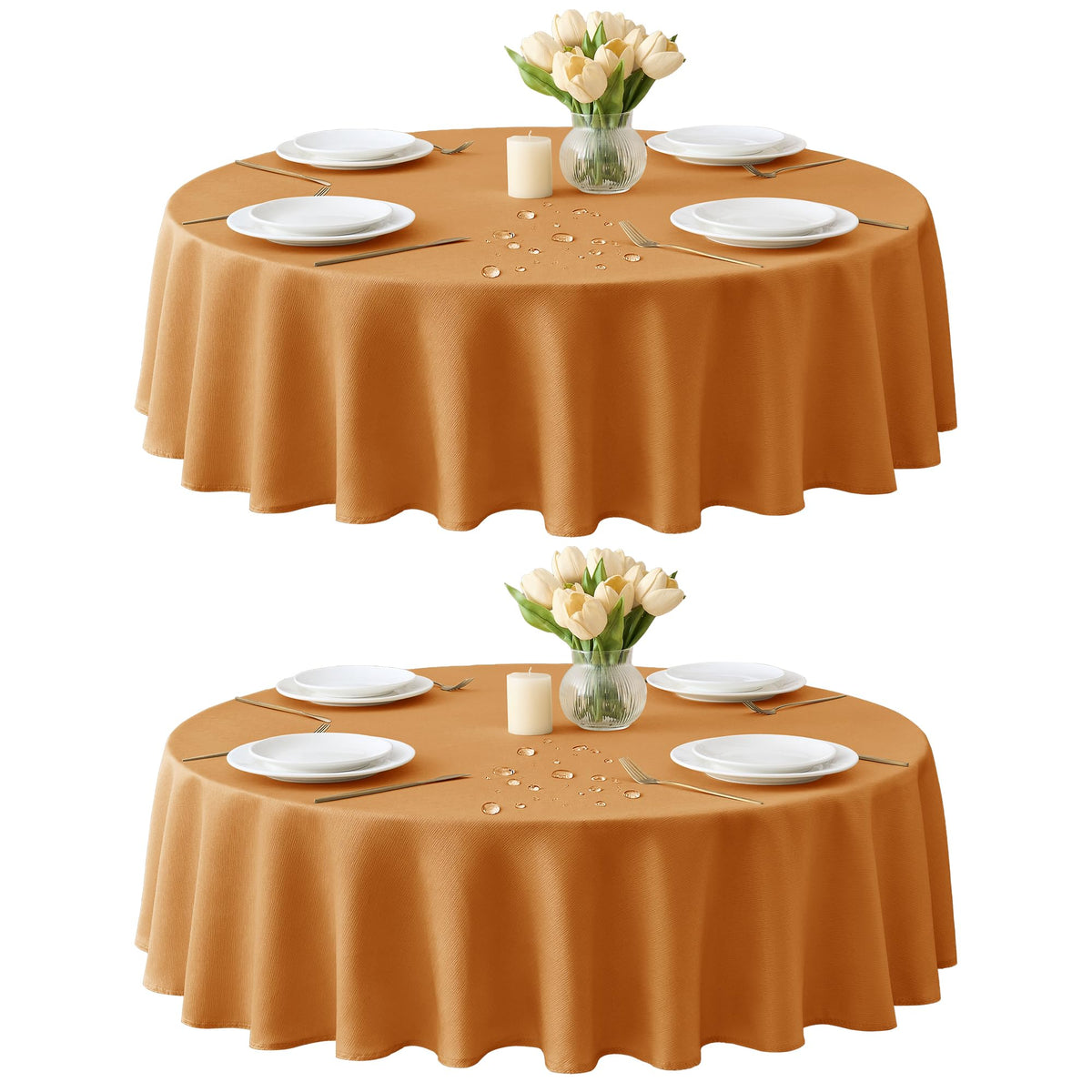 Table Cloths Rectangle 6ft, Slub Textured, Waterproof, 2-Pack