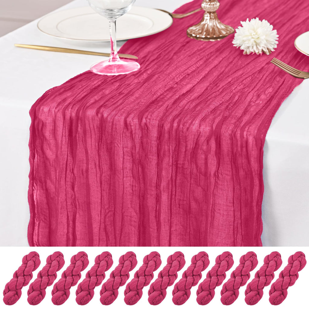 12 Pack Brown Table Runner 10Ft Cheesecloth Table Runner Rustic Gauze Table Runners Romantic Long Sheer Fabric Cheese Cloth Table Runners for Wedding Party Bridal Baby Shower