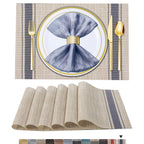 BETEAM Placemats Set of 8, Woven Vinyl Place Mats for Dining Table, Gray