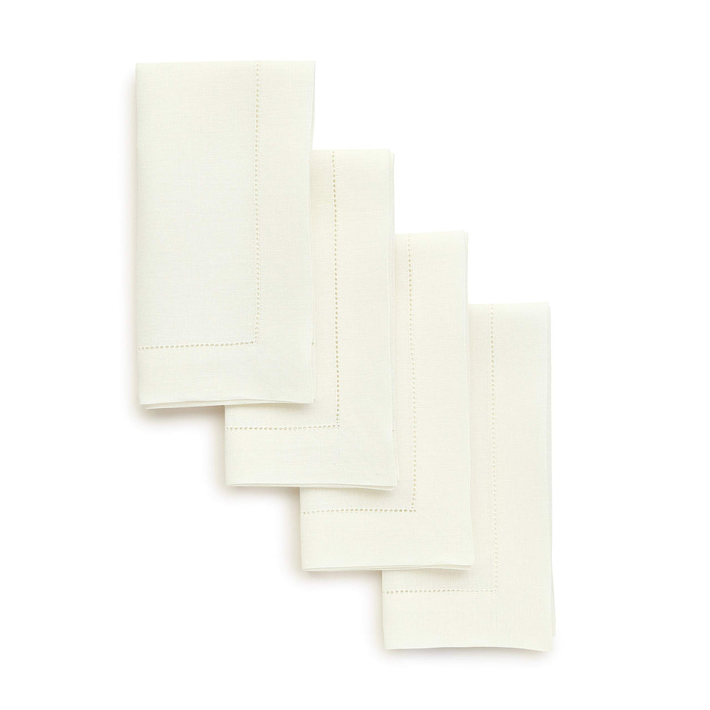 Solino Home 100% Pure Linen Placemats Green Hemstitch, 14 x 19 in, Set of 4