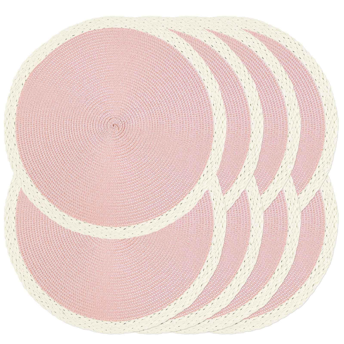 Round Placemats Set of 4, Woven Table Mats, Thin Edge, Green