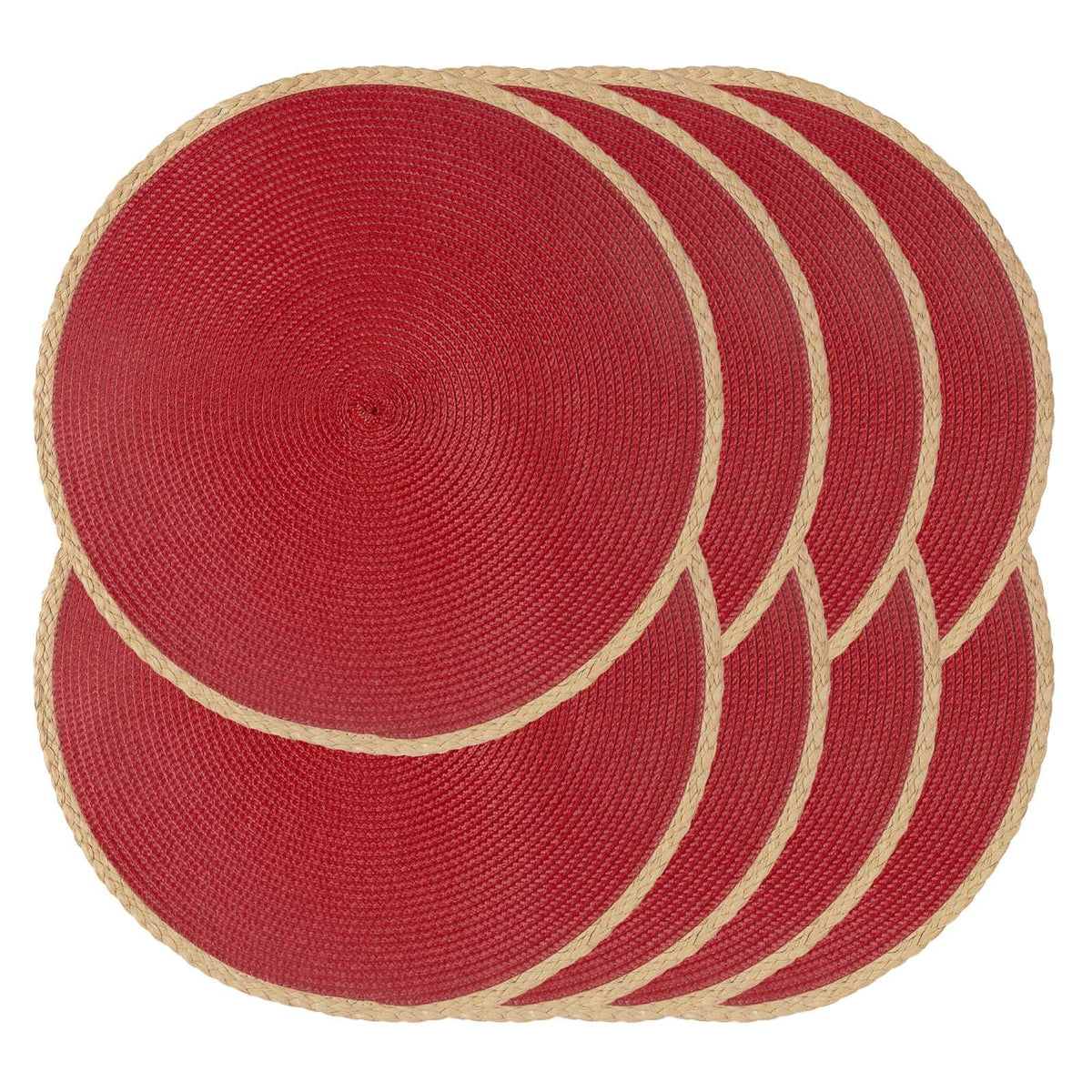 Round Placemats Set of 4, Woven Table Mats, Thin Edge, Green
