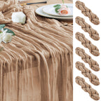 Wokceer Cheesecloth Table Runner Beige 10FT Boho Gauze Runner, 2 Pack