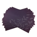Place Mats PVC Set of 6, Table Placemats Set of 6 PVC Table Mats Natural Color (6 pcs, Red Leaves)