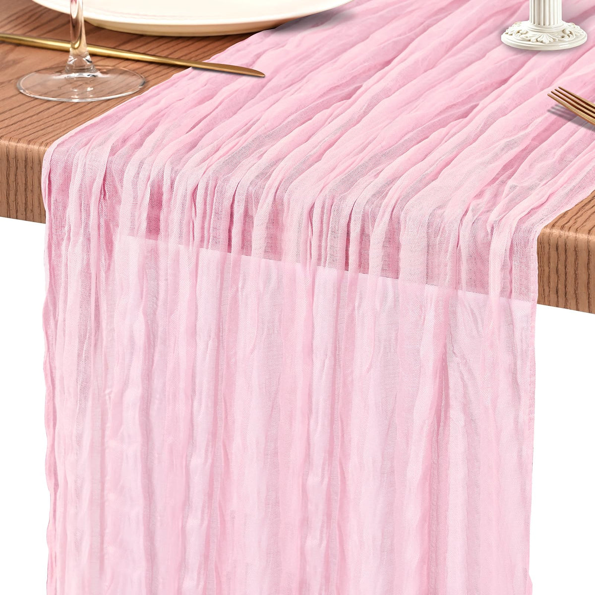 10 Pack Light Pink Cheesecloth Table Runner Wedding Birthday Table Decor